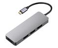 Multi-Port Adapter, USB-C Plug - HDMI Socket / USB-A Socket, Silver